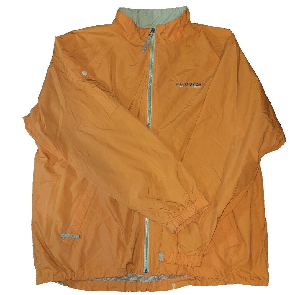 Vintage Polo Sport Ralph Lauren Jacket Mens L Orange Reflective Fold & Pack Hike